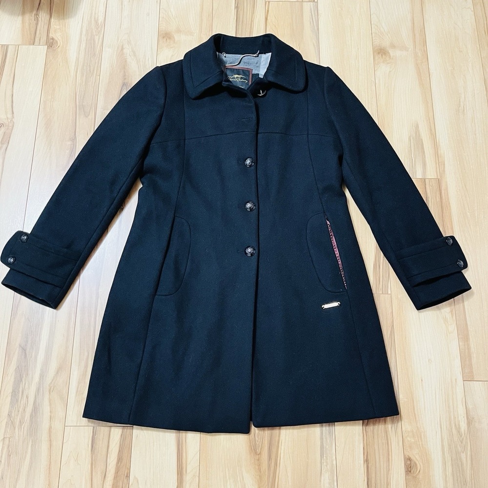 Thomas Burberry Bailey Long Wool Cashmere Pea Coat Women S Black Portugal Made